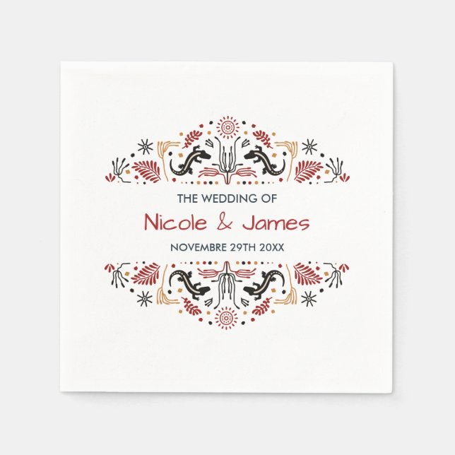 Africana | Ankara Kente Personalized Wedding Napkins (Front)