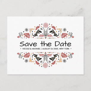 Africana Ankara Lizard Wedding Save the date Announcement Postcard