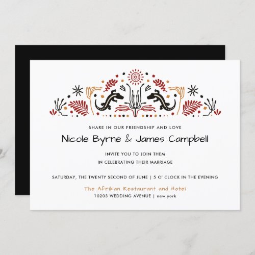 Africana  Modern Ankara Kente Lizard Wedding Invitation