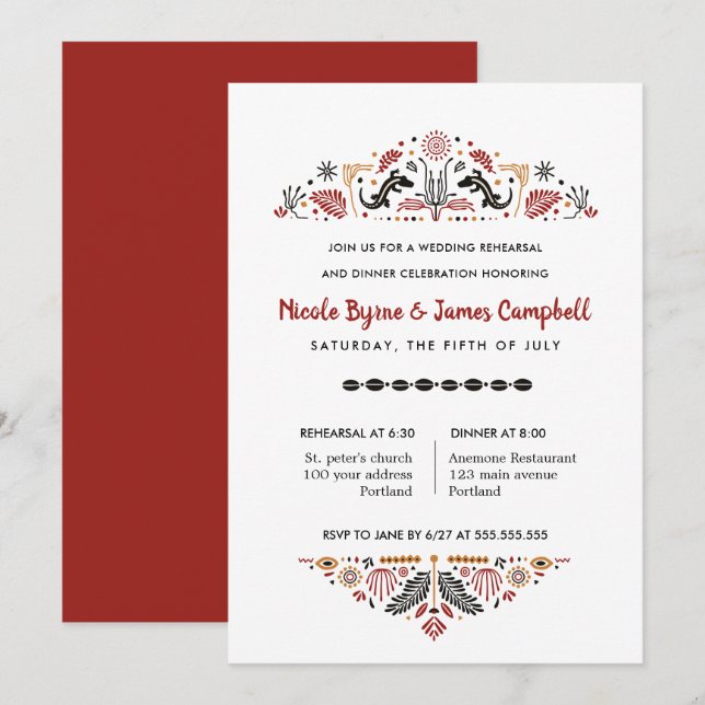 Africana | Modern Ankara Kente Rehearsal Dinner Invitation (Front/Back)