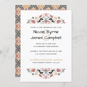 Africana   Modern Ankara Lizard Wedding Invitation