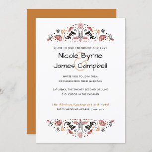 Africana   Modern Ankara Lizard Wedding Invitation