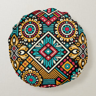 Africana Vibrance Essence Round Pillow