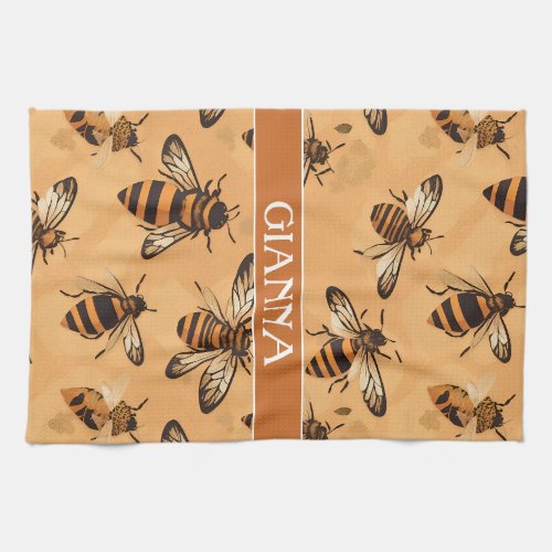 Africanized bee Mosaic Colorful Pattern Kitchen Towel