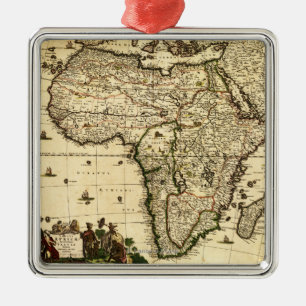 AfricaPanoramic MapAfrica Metal Ornament