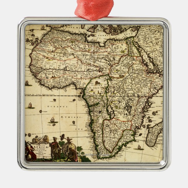 AfricaPanoramic MapAfrica Metal Ornament (Front)