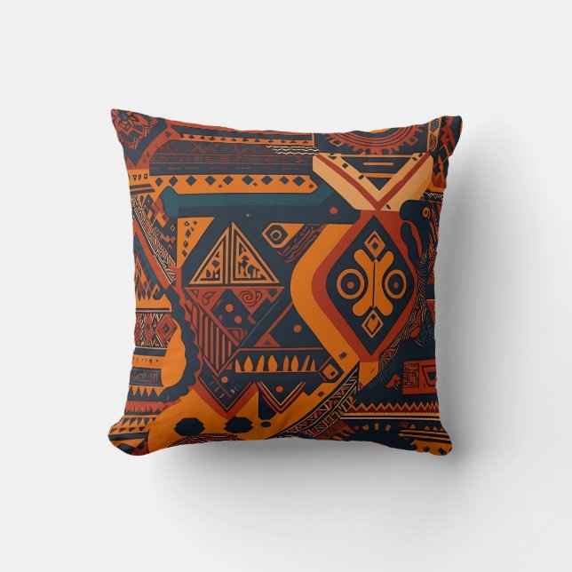 Africa's Dance: Ethnic Style African Patterns Throw Pillow (Front)