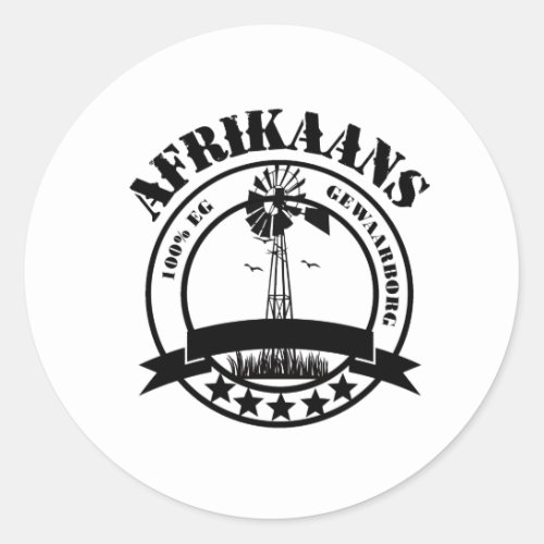 Afrikaans 100 Eg Classic Round Sticker