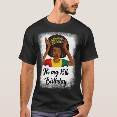 Afro 15th Birthday Shirts For Girls Black Birthda