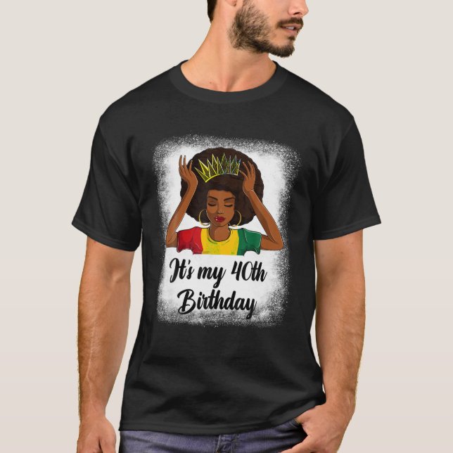 Afro 40th Birthday Shirts For Women Black Birthday (Front)