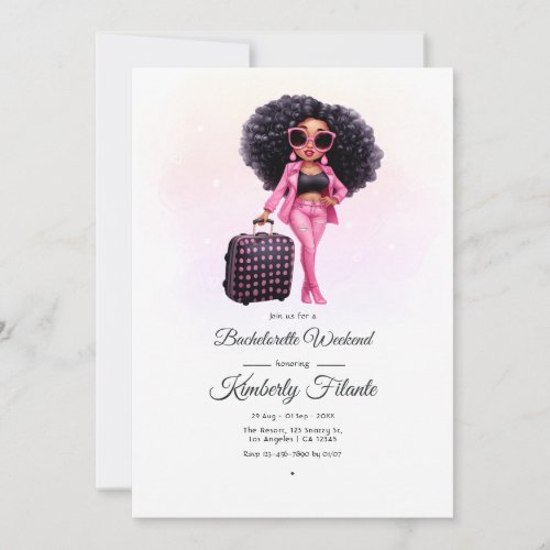 Afro African American Bachelorette Weekend Invitation