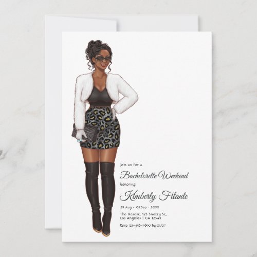 Afro African American Bachelorette Weekend Invitation
