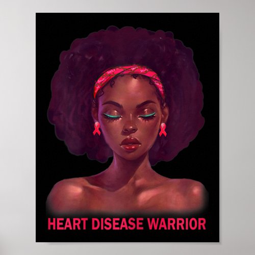 Afro African American Black Woman Heart Disease Wa Poster