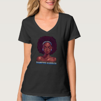 Afro African American Black Woman T1d Diabetes War T-Shirt