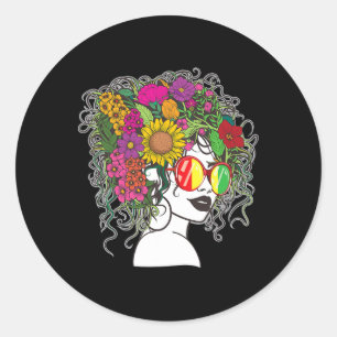 Afro African American Women Black Melanin Queen Ju Classic Round Sticker