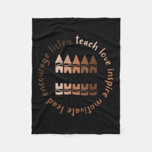 Afro African Black History Month Melanin Teacher Fleece Blanket