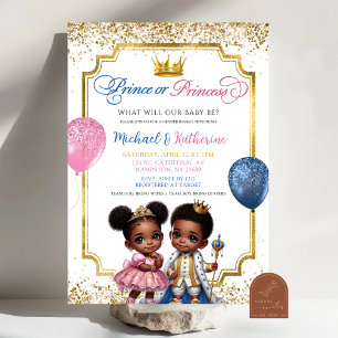 Afro African Prince or Princess Gender Reveal Invitation