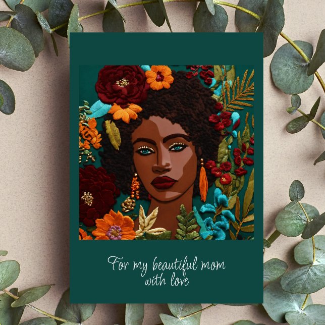  afro afrocentric embroidery emerald mothers card (Creator Uploaded)