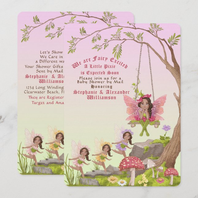 Afro American Baby Shower Invitation (Front/Back)