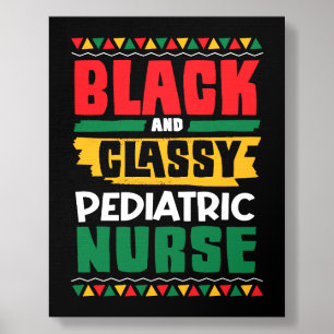 Afro American Black & Classy Pediatric Nurse Black Foam Core Photo Tile