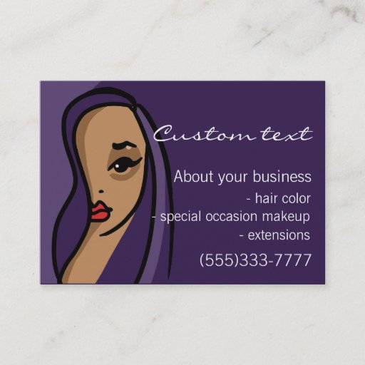 Customizable Afro American business card template hair makeup