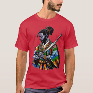 Afro American Samurai Anime Cartoon Japanese Bushi T-Shirt