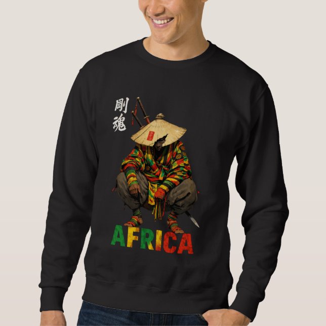 Afro American Samurai Warrior Katana Anime Japanes Sweatshirt (Front)