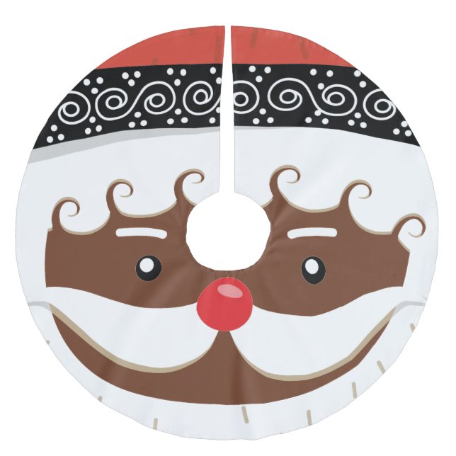 afro american santa brushed polyester tree skirt (Front)
