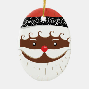 afro american santa ceramic ornament