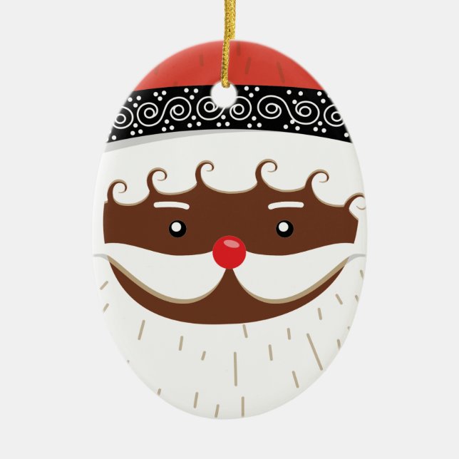 afro american santa ceramic ornament (Front)