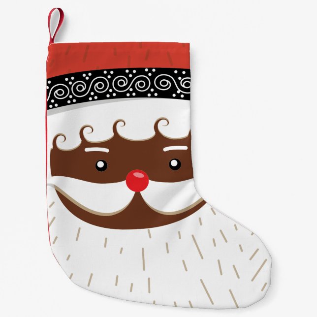afro american santa small christmas stocking (Front)