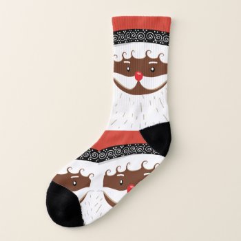 Afro American Santa Socks by funnychristmas at Zazzle