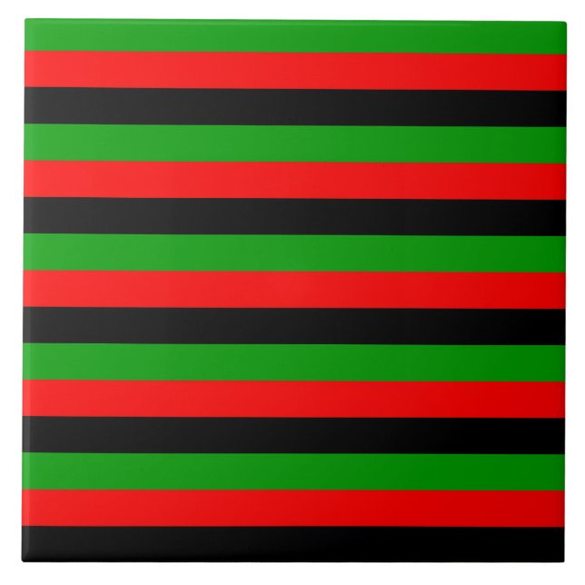 afro american USA Malawi flag stripes pattern blac Ceramic Tile (Front)
