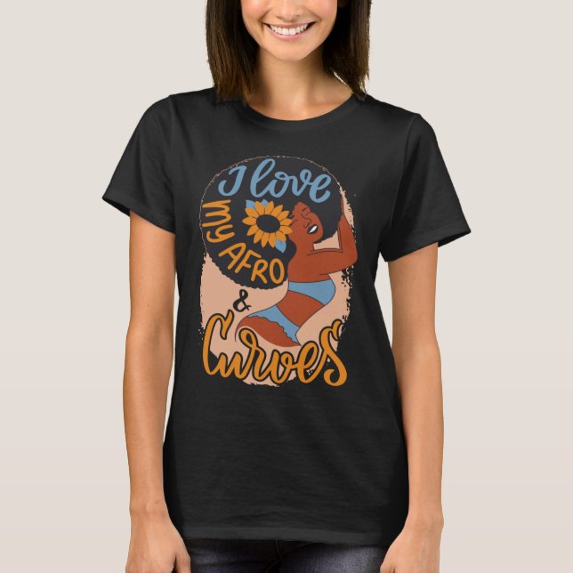 Afro American Woman Love My Curves Inspirational M T-Shirt (Front)