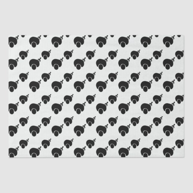 afro and pick black and white tissue paper (Front)