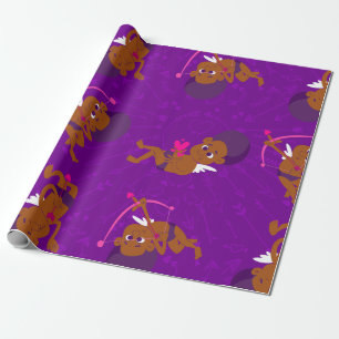 afro angel black cupid african cherub valentine wrapping paper