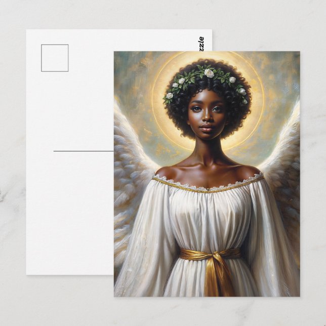 Afro Angel Woman Inspirational Art Postcard (Front/Back)