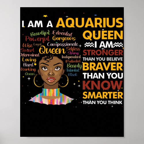 Afro Aquarius queen September August Virgo Zodiac Poster