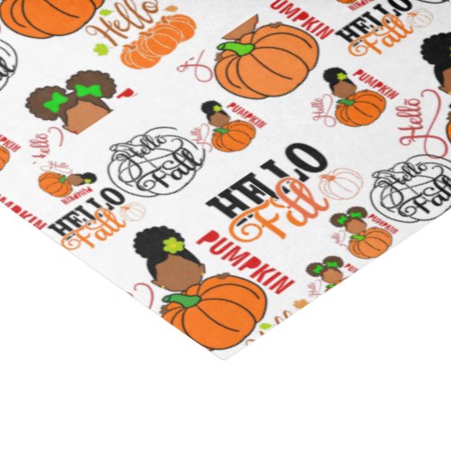 Afro Baby Girl with Pumpkin  Thanksgiving Tissue Paper