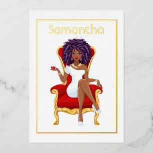 Afro Birthday Party Foil Invitation