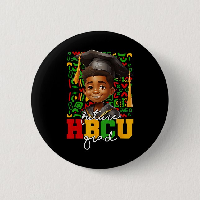 Afro Black Boy College Graduation Future Hbcu Grad Button (Front)