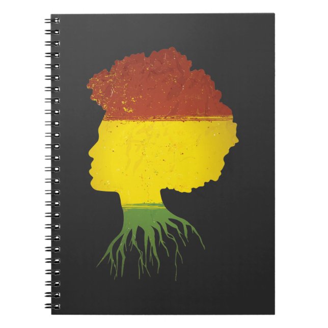 Afro Black Girl African American Roots Diva Notebook (Front)