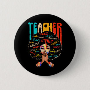 Afro Black History Month African American Teacher Button