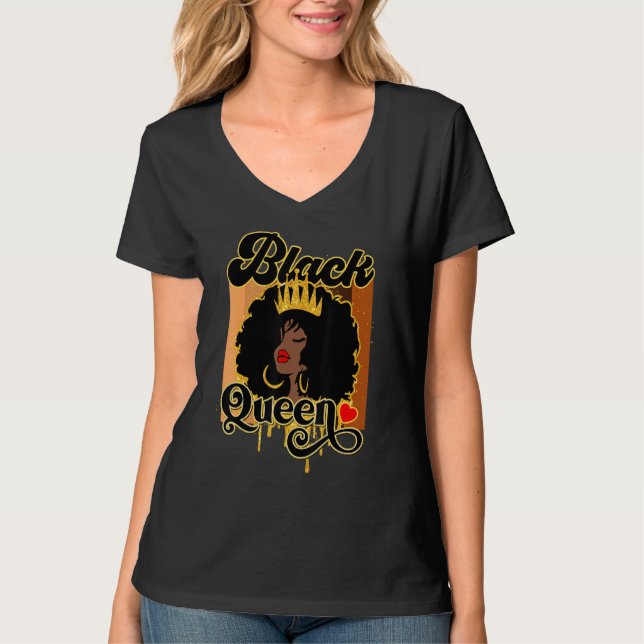 Afro Black Melanin Queen Women Girl American Afric T-Shirt (Front)