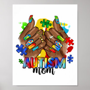 Afro Black Nail Autism Mom Autism Awareness Day 20 Poster