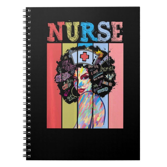 Afro Black Nurse Black History Month African Ameri Notebook (Front)