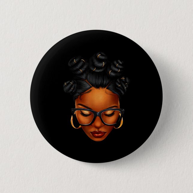 Afro Black Woman African Black History Month Melan Button (Front)