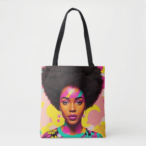 Afro Black Woman Colorful Pop Art Tote Bag