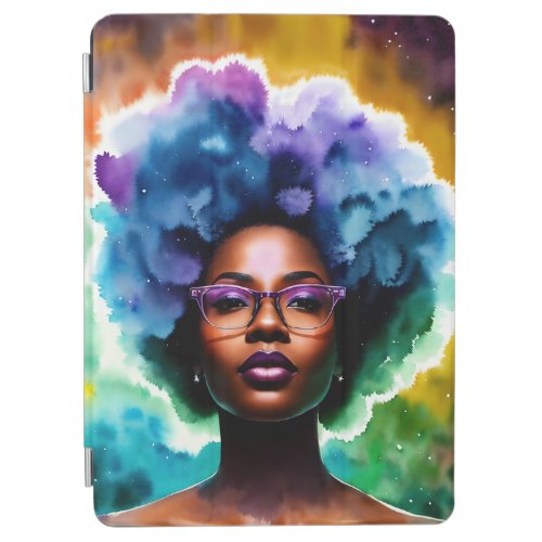 Afro Black Woman In Glasses Galaxy Art iPad Air Cover