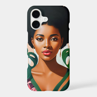 Afro Black Woman Monstera Deliciosa Botanical iPhone 17 Case